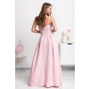 Svetloružové dlhé spoločenské šaty (Velikost L)