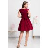 Bordové spoločenské mini šaty s áčkovou sukňou (Velikost L)