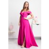 Ružové spoločenské šaty spustené na ramená (Velikost L)