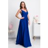 Modré spoločenské šaty s odhaleným chrbtom (Velikost L)