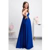 Modré spoločenské šaty s odhaleným chrbtom (Velikost L)