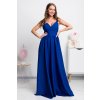 Modré spoločenské šaty s odhaleným chrbtom (Velikost L)