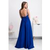 Modré spoločenské šaty s odhaleným chrbtom (Velikost L)