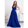 Modré spoločenské šaty s odhaleným chrbtom (Velikost L)
