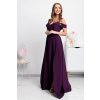 Fialové spoločenské šaty spustené na ramená (Velikost L)
