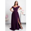 Fialové spoločenské šaty spustené na ramená (Velikost L)