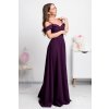 Fialové spoločenské šaty spustené na ramená (Velikost L)