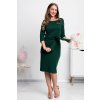 Smaragdové midi šaty s rukávmi (Velikost L)