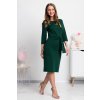 Smaragdové midi šaty s rukávmi (Velikost L)