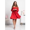 Červené krátke šaty spustené na ramená (Velikost L)