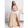 Zlaté spoločenské šaty so saténovou sukňou (Velikost L)