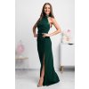 Zelené priliehavé šaty s odhaleným chrbtom a kamienkami (Velikost L)