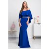 Modré dlhé spoločenské šaty spustené na ramená (Velikost L)