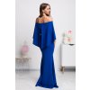 Modré dlhé spoločenské šaty spustené na ramená (Velikost L)