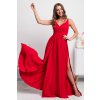 Červené dlhé spoločenské šaty s rozparkami (Velikost L)