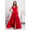 Červené dlhé spoločenské šaty s rozparkami (Velikost L)