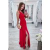 Červené dlhé spoločenské šaty s rozparkami (Velikost L)