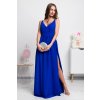 Modré dlhé spoločenské šaty s rozparkami (Velikost L)