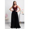 Dlhé spoločenské šaty so saténovou sukňou a flitrami (Velikost L)