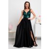 Dlhé spoločenské šaty so saténovou sukňou a flitrami (Velikost L)