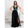 Dlhé spoločenské šaty so saténovou sukňou a flitrami (Velikost L)