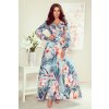 Svetlomodré kvetinové šaty s rukávmi (Velikost L)
