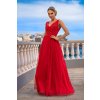 Červené spoločenské šaty s krajkou (Velikost L)