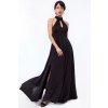 Čierne spoločenské šaty s odhaleným chrbtom (Velikost L)