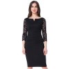 Čierne priliehavé midi šaty s čipkou (Velikost L)