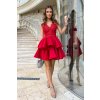 Červené spoločenské mini šaty s krajkou (Velikost L)