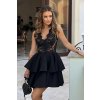 Čierne spoločenské mini šaty s krajkou (Velikost L)