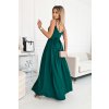 Smaragdové spoločenské šaty na ramienka (Velikost L)