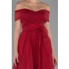Červené midi šaty spustené na ramená (Velikost L)