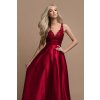 Vínové spoločenské šaty s krajkou (Velikost L)