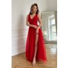 Červené spoločenské šaty s tylovou sukňou (Velikost 4XL)
