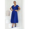 Modré midi šaty s volánovými rukávmi (Velikost 4XL)