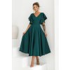 Smaragdové midi šaty s volánovými rukávmi (Velikost 4XL)