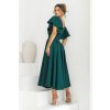 Smaragdové midi šaty s volánovými rukávmi (Velikost 4XL)