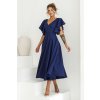 Tmavomodré midi šaty s volánovými rukávmi (Velikost 4XL)