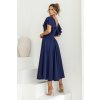 Tmavomodré midi šaty s volánovými rukávmi (Velikost 4XL)