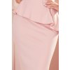 Ružové midi šaty s peplum volánikom (Velikost L)