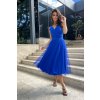 Modré midi šaty s tylovou sukňou (Velikost 4XL)