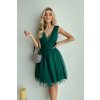 Smaragdové krátke tylové šaty s jemnými flitrami (Velikost L)