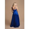 Modré spoločenské šaty s vysokým rozparkom (Velikost L)