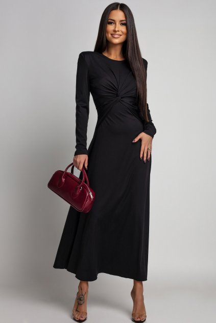 Čierne spoločenské šaty s áčkovou sukňou (Méret UNI)