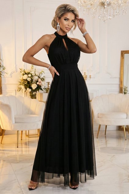 Čierne tylové šaty (Méret UNI)