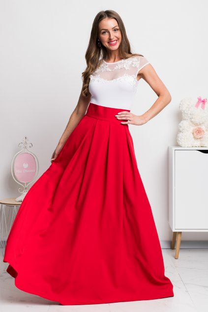 Červená dlhá sukňa (Méret 4XL)