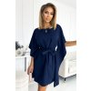 Tmavomodré krátke šaty s voľnými rukávmi (Méret L/XL)