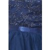 Tmavomodré spoločenské šaty s asymetrickou tylovou sukňou (Méret L)