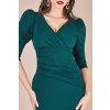 Zelené priliehavé šaty s nariasenými rukávmi (Méret L)